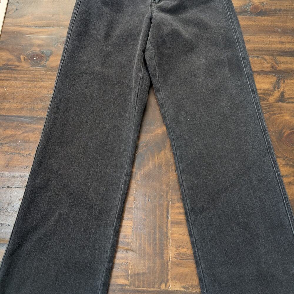 NWOT Flying Monkey High Rise Straight Faux Leather Waistband Jeans Black Sz 28